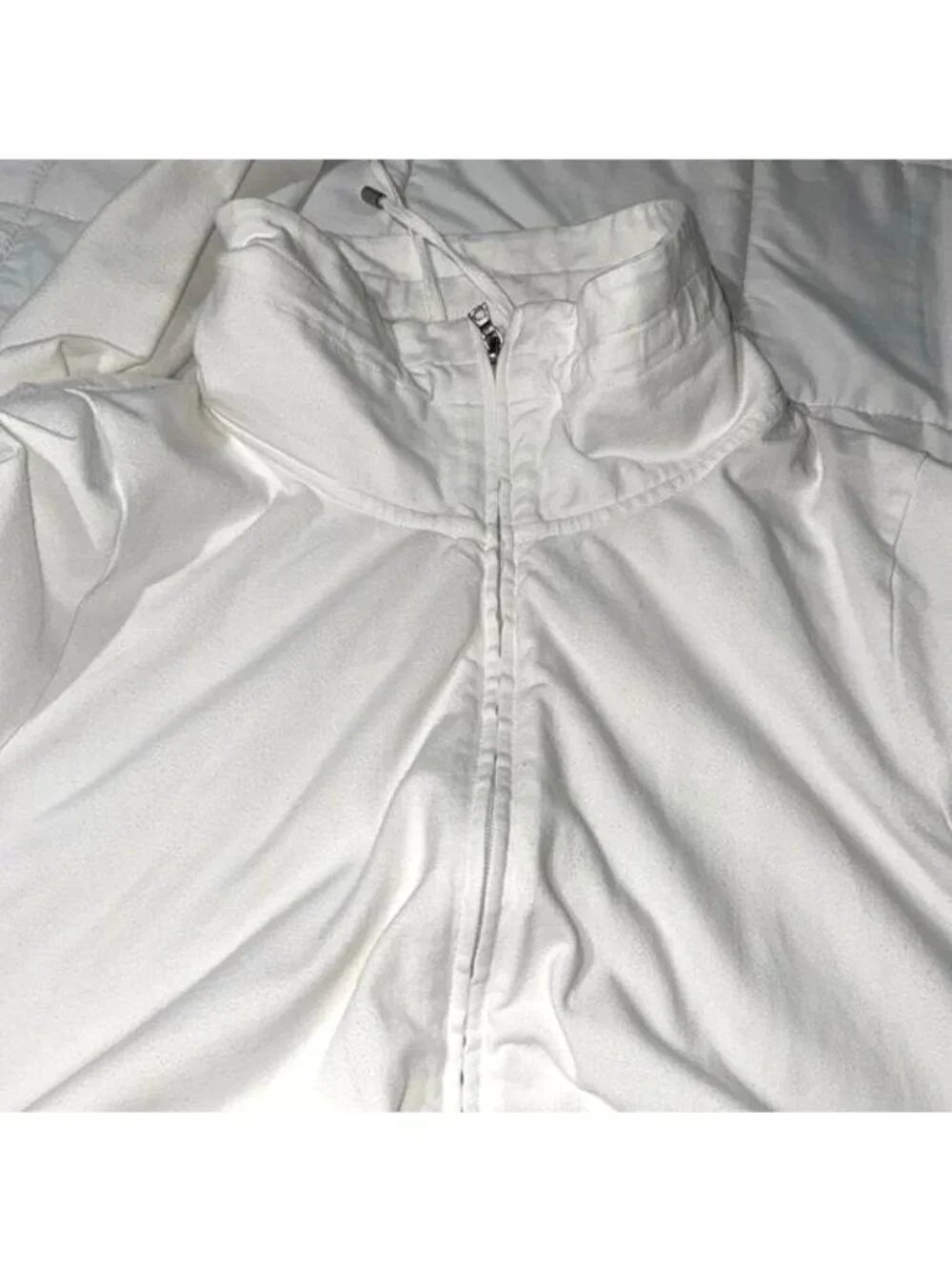 Womens White Zip-Up Jacket Croft & Barrow XL Cotton Blend Lightweight Hoodie - Picture 3 of 8